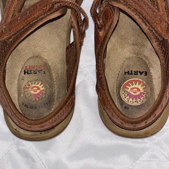 Earth spirit Cushion Womens 9 Adria II Brown Leather Sport Sandals Strap Comfort - Picture 11 of 15